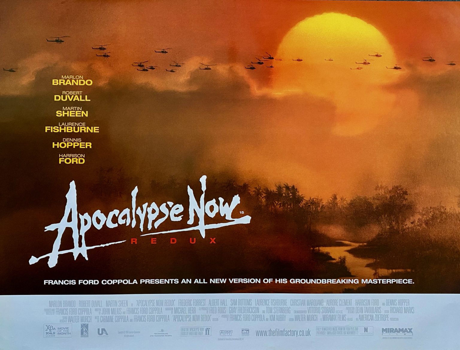 Original Apocalypse Now Movie Poster Marlon Brando Redux 